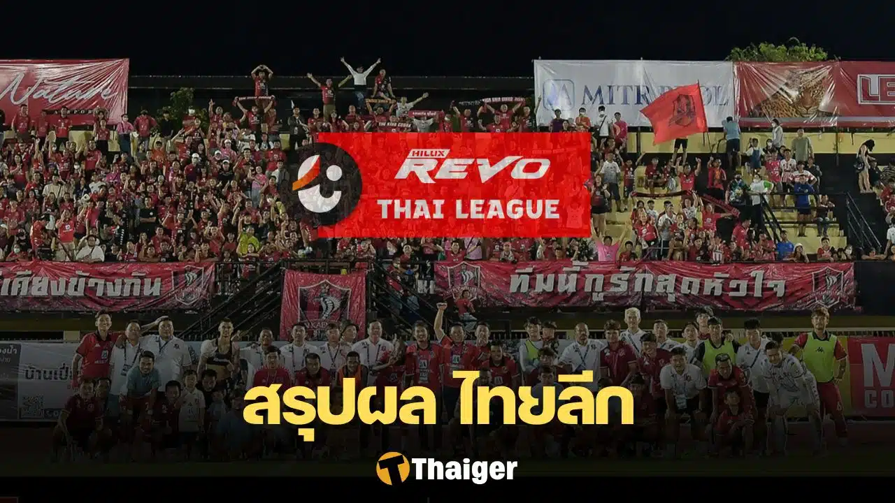 2023/24 泰国联赛第 26 周结束后足球结果和得分表摘要。